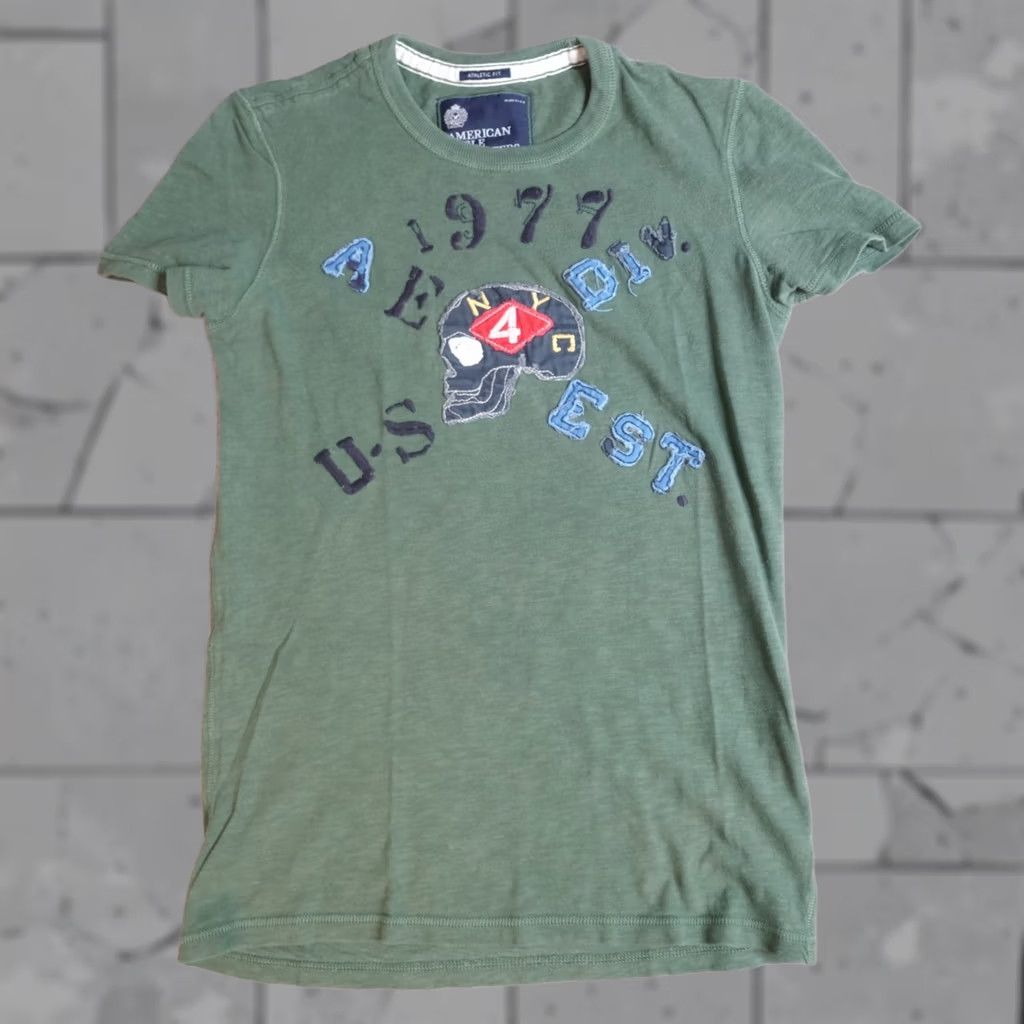 American Eagle Outfitters American Eagle Shirt Green Skull Embroidered Athletic Fit XS Y2K Size US XS / EU 42 / 0 - 1 Thumbnail