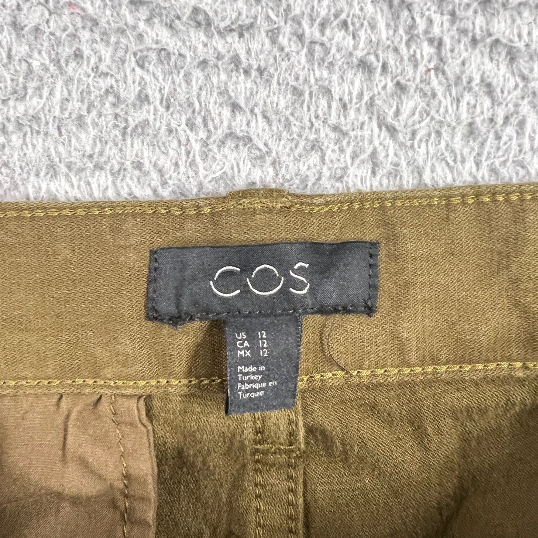 Cos VINTAGE COS Women's Straight Leg Pants Size 12 Cotton Blend Twill Olive Green Chino Casual Business Formal Size 34" / US 12 / IT 48 - 7 Thumbnail