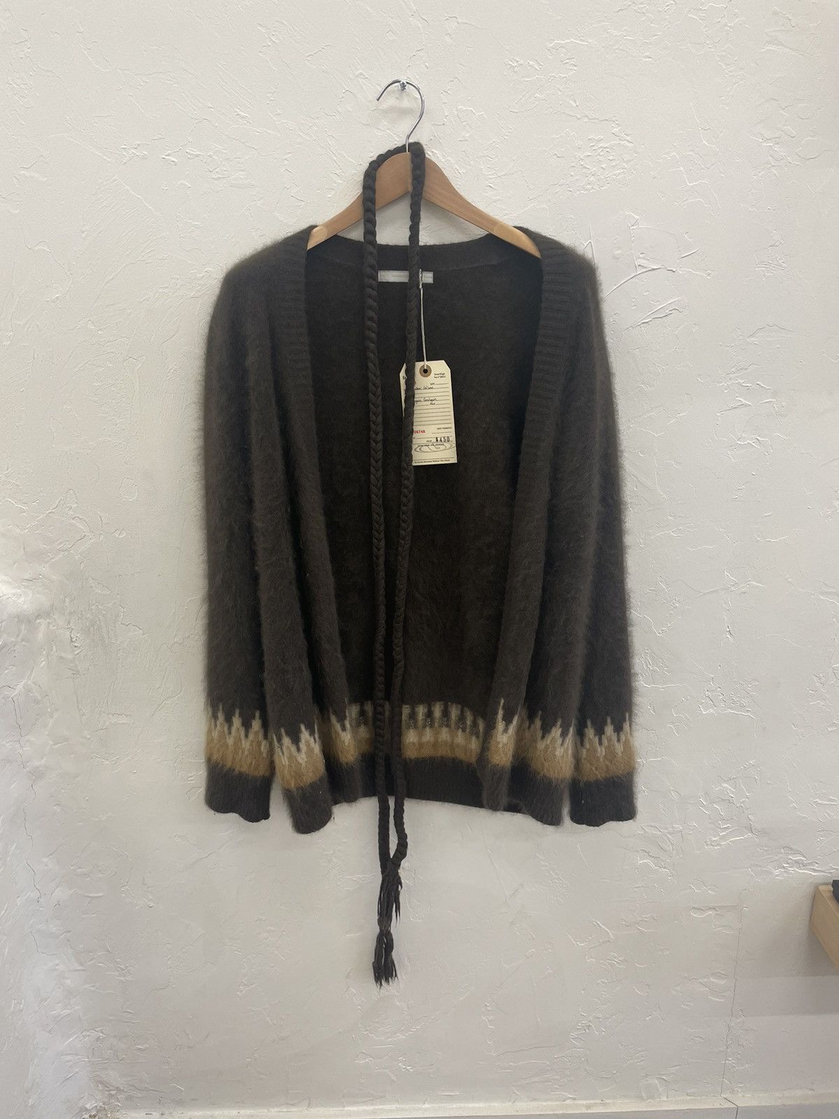 image of Number N Ine Angora Fuzzy Cardigan in Brown, Men's (Size Large)