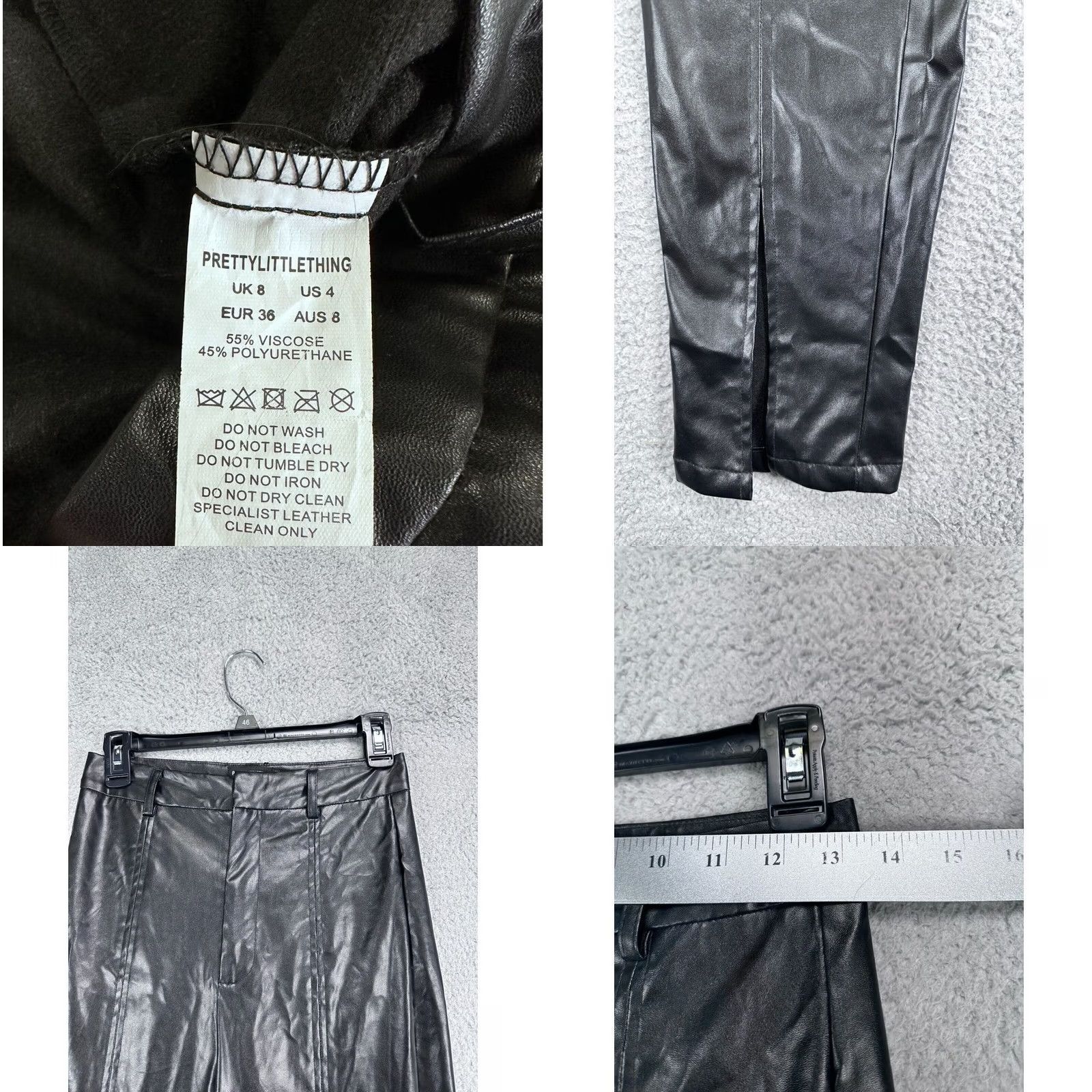 PrettyLittleThing Pretty Little Thing Pants Womens 4 Petite Black Faux Leather Skinny Ladies NEW Size 27" / US 4 / IT 40 - 8 Thumbnail