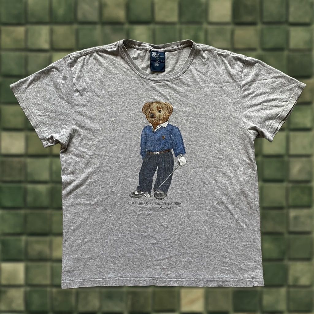Polo Ralph Lauren VINTAGE Polo Bear T-Shirt Polo Ralph Lauren Mens M Gray Short Sleeve Logo Animals Polo Ralph Lauren Polo Bear The Bear Brand Shirt Size US M / EU 48-50 / 2 - 1 Thumbnail