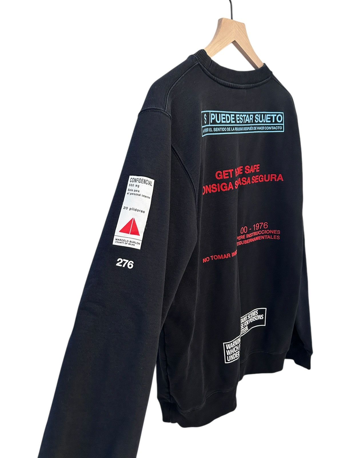 Marcelo Burlon Marcelo BURLON Confidential Sweatshirt, Black/ Multi Medium Size US M / EU 48-50 / 2 - 3 Thumbnail