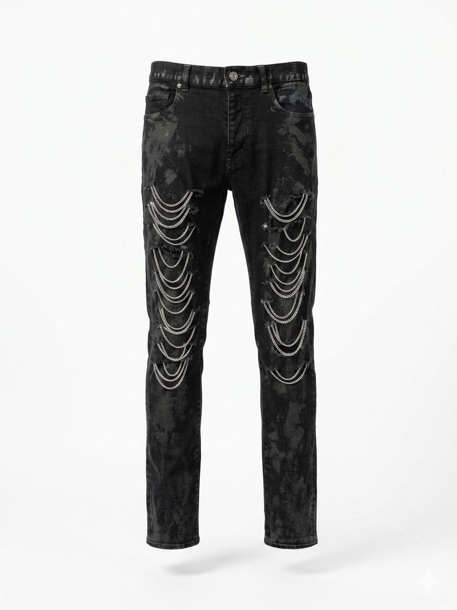 Saint Laurent Paris F/W 2013 Saint Laurent Distressed Chain Denim Jeans Size US 32 / EU 48 - 1 Thumbnail