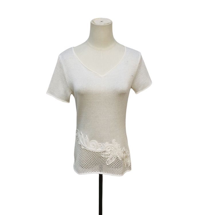 Dior Christian Dior Embroidered Mesh Knit Top Size M Size M / US 6-8 / IT 42-44 - 1 Thumbnail