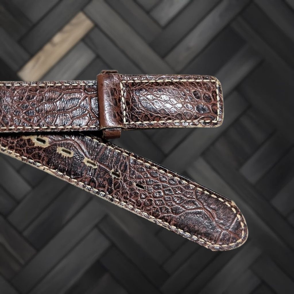 Vintage VINTAGE Justin belt Western belt 36 brown embossed sea turtle cowhide leather Mens Belt Size 36 - 1 Thumbnail