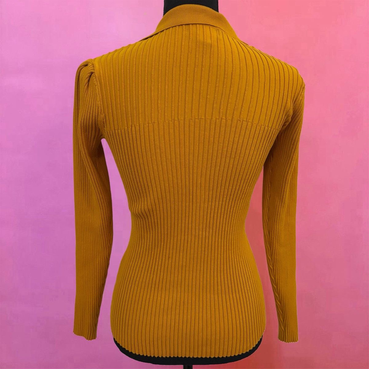 Karl Lagerfeld Karl Lagerfeld Paris Yellow Ribbed Collar Blouse - XS Size XS / US 0-2 / IT 36-38 - 5 Thumbnail