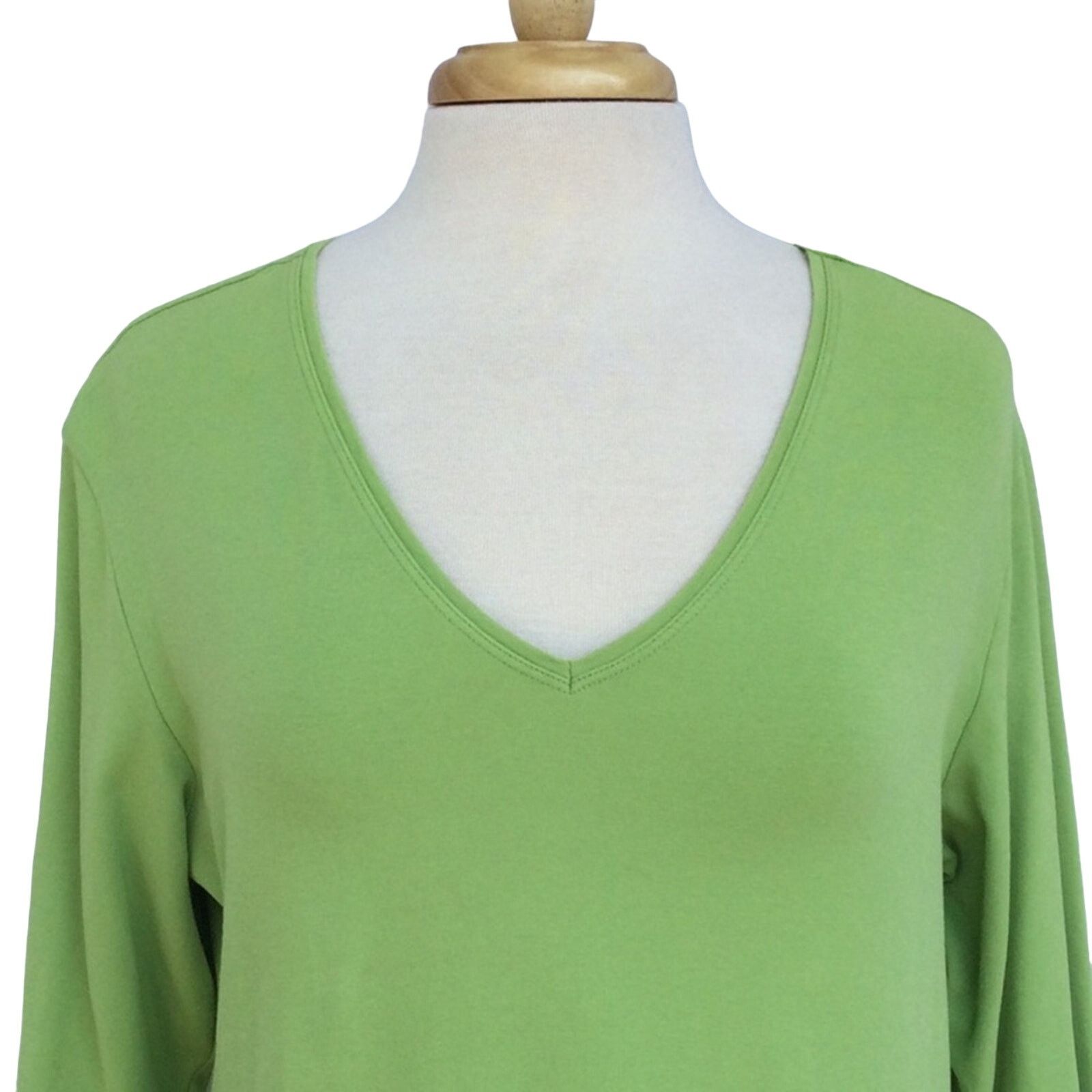 Chicos Chico's Lime Green 3/4 Sleeve V-neck T-shirt Size 2/L/12 Size L / US 10 / IT 46 - 2 Thumbnail