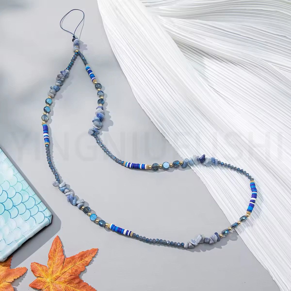 Vintage Crystal Beaded Stone Chain Fashion Long Strap Size ONE SIZE - 1 Thumbnail