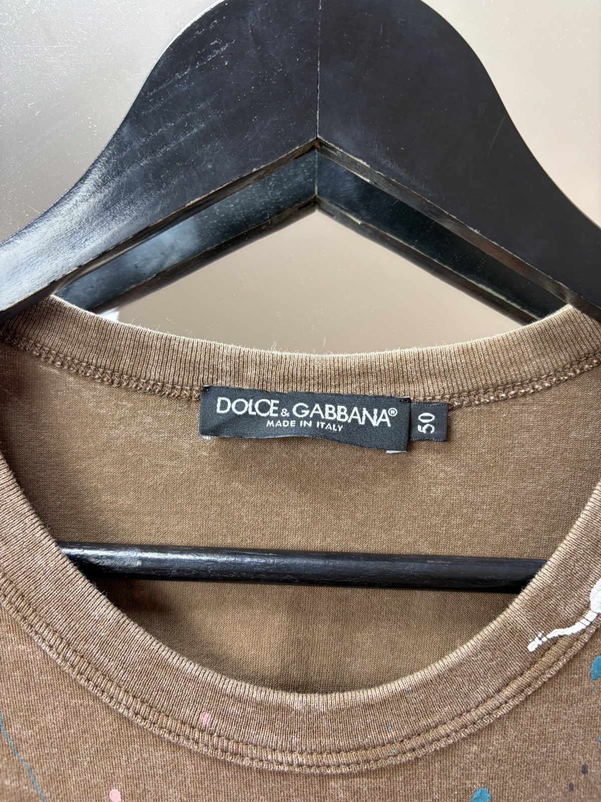 Vintage Dolce & Gabbana Paint Splatter Tee Brown DG Archive