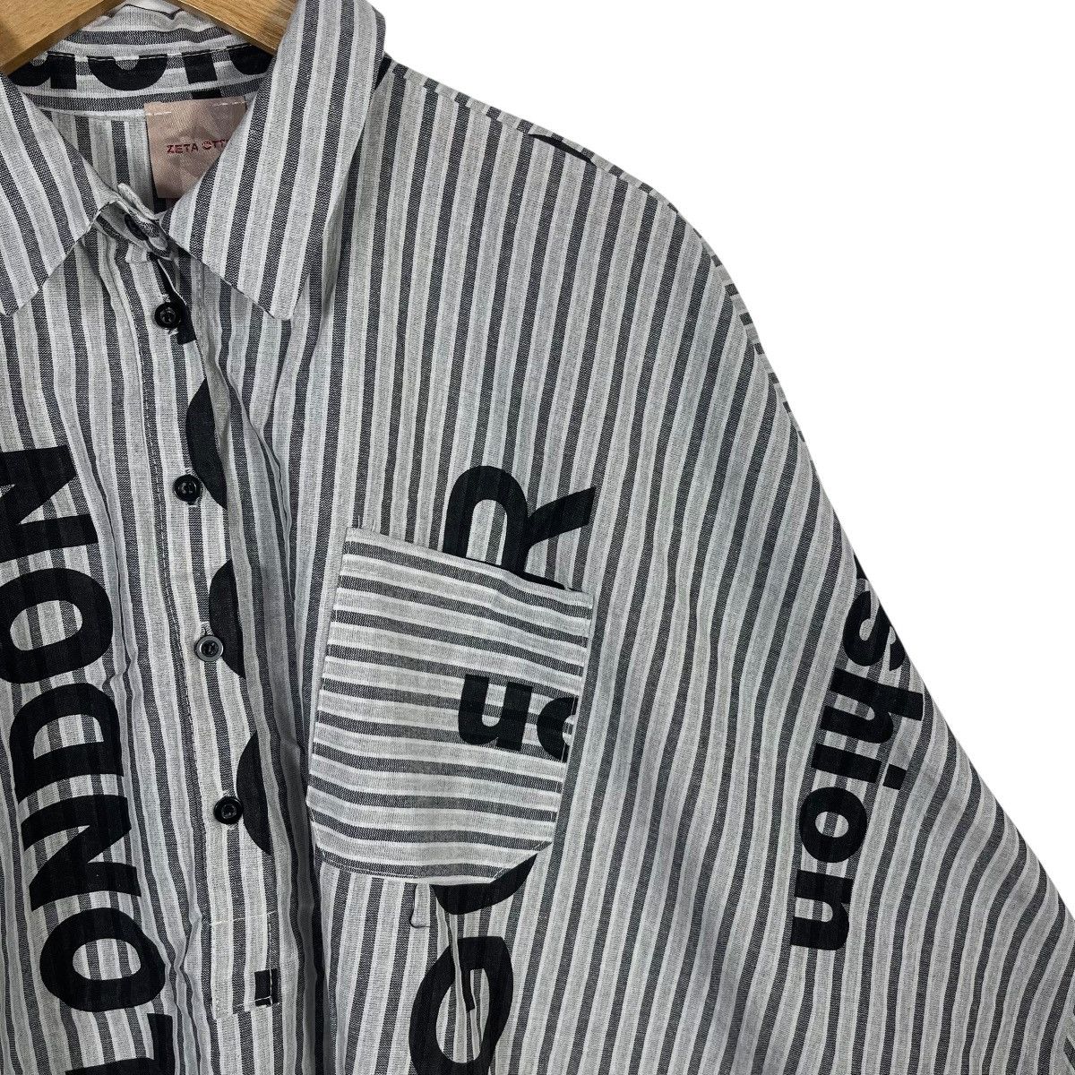 Vintage Zeta Otto Typography Stripe Oversized Shirt Italian Designer Size ONE SIZE - 5 Thumbnail