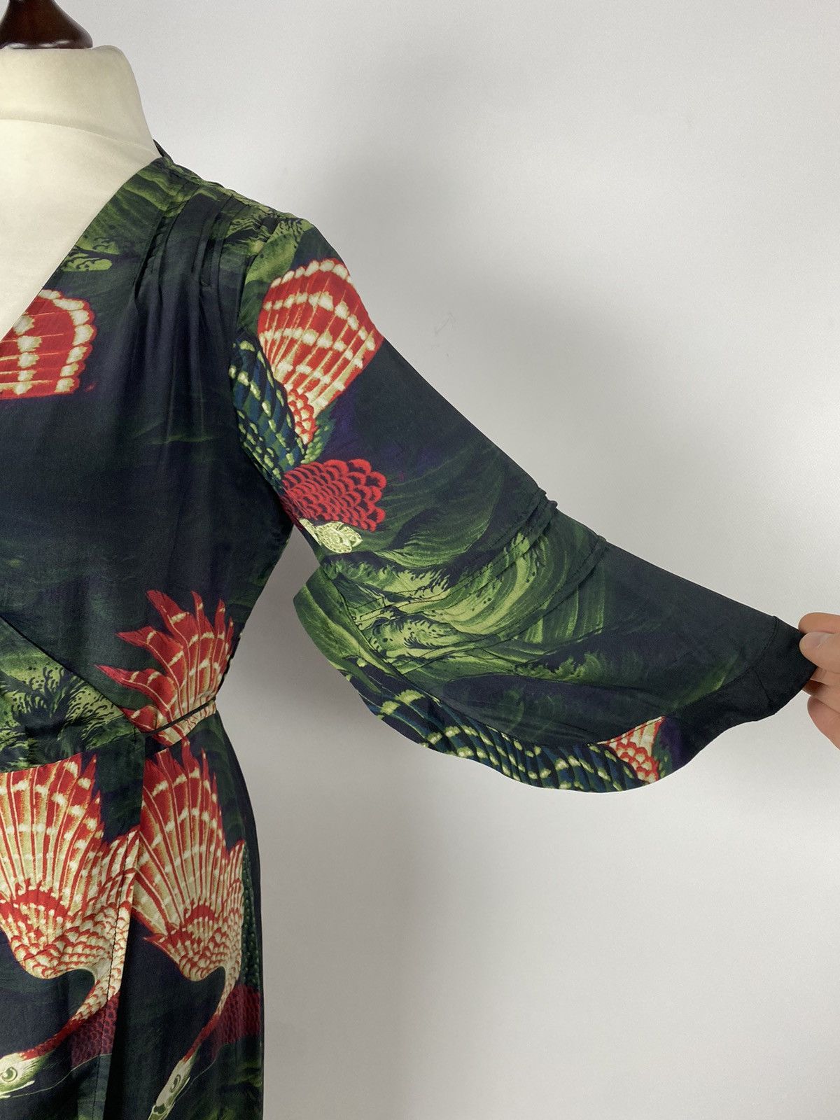 Allsaints × Designer Allsaints Delana Swoop Dress Maxi Floral Pattern Pleated Size XS / US 0-2 / IT 36-38 - 5 Thumbnail