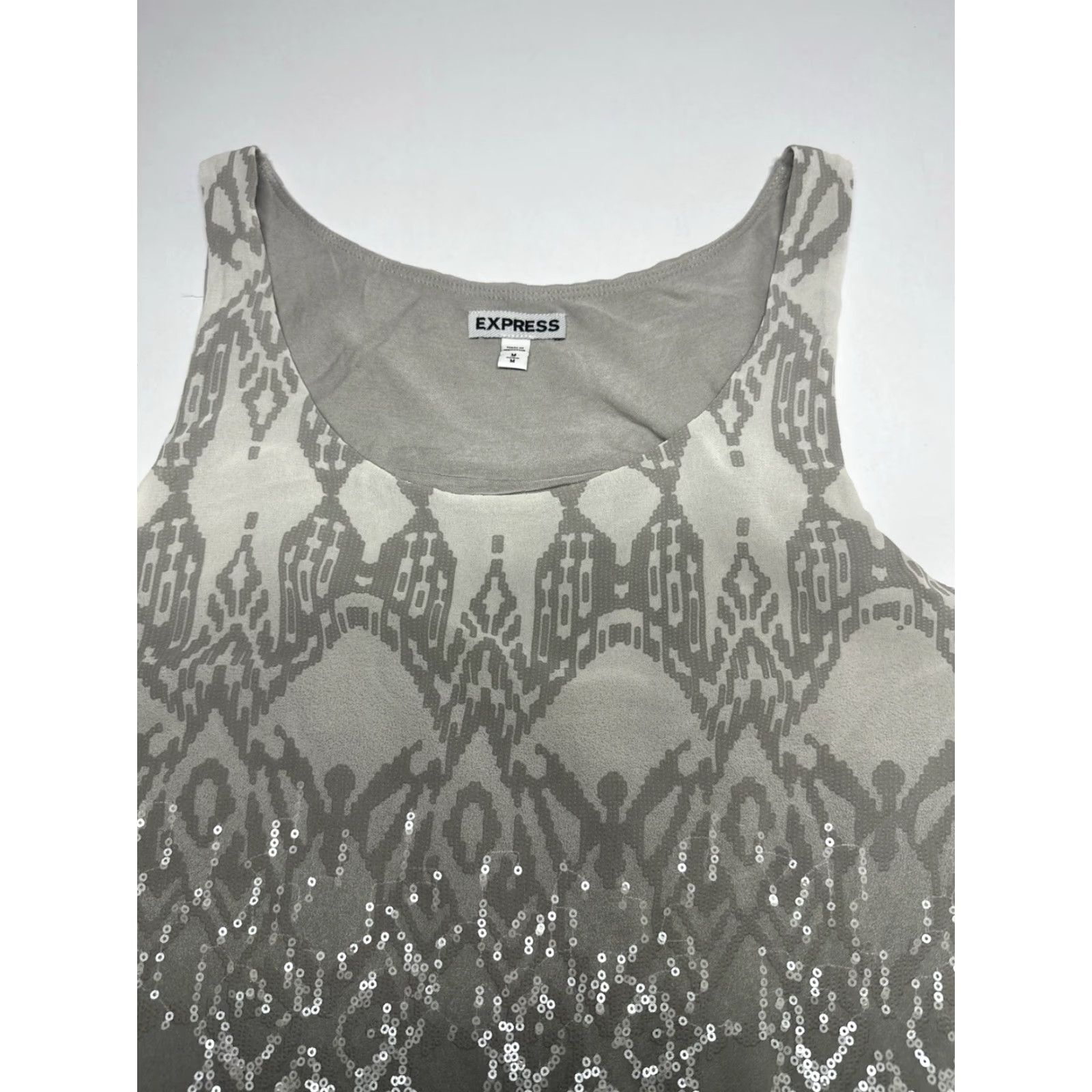 Express Express Women's Embellished Sleeveless Tank Top Grey M Size M / US 6-8 / IT 42-44 - 3 Thumbnail