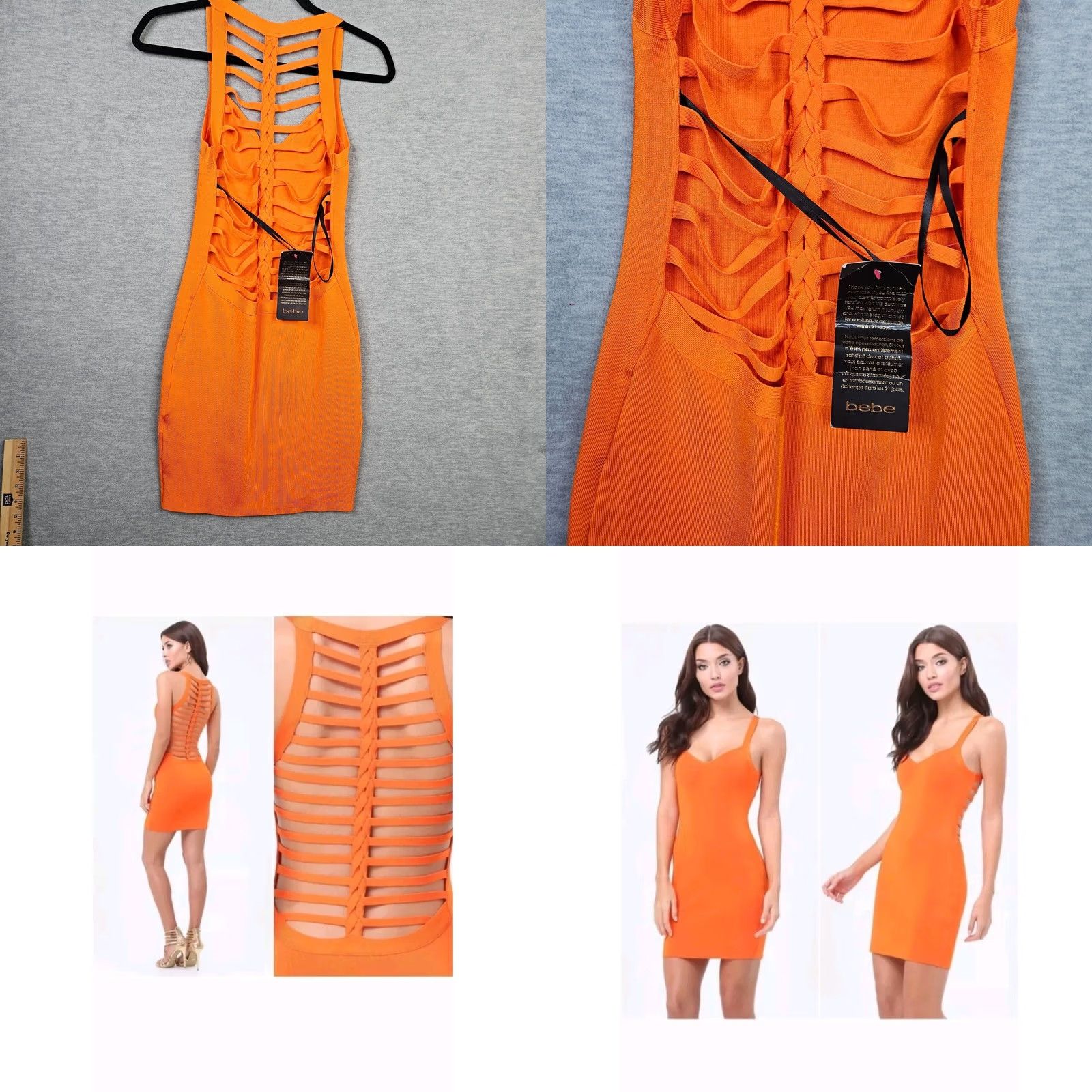 Bebe VINTAGE? No — Bebe Orange Knit Semi Open Back Bodycon Dress Women’s Size M NEW Size M / US 6-8 / IT 42-44 - 9 Thumbnail