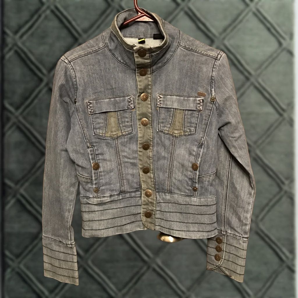 Vintage Dollhouse Denim Jacket Snap Long Sleeve Stitching Embroidered Studded Blue Size 28" / US 6 / IT 42 - 1 Thumbnail