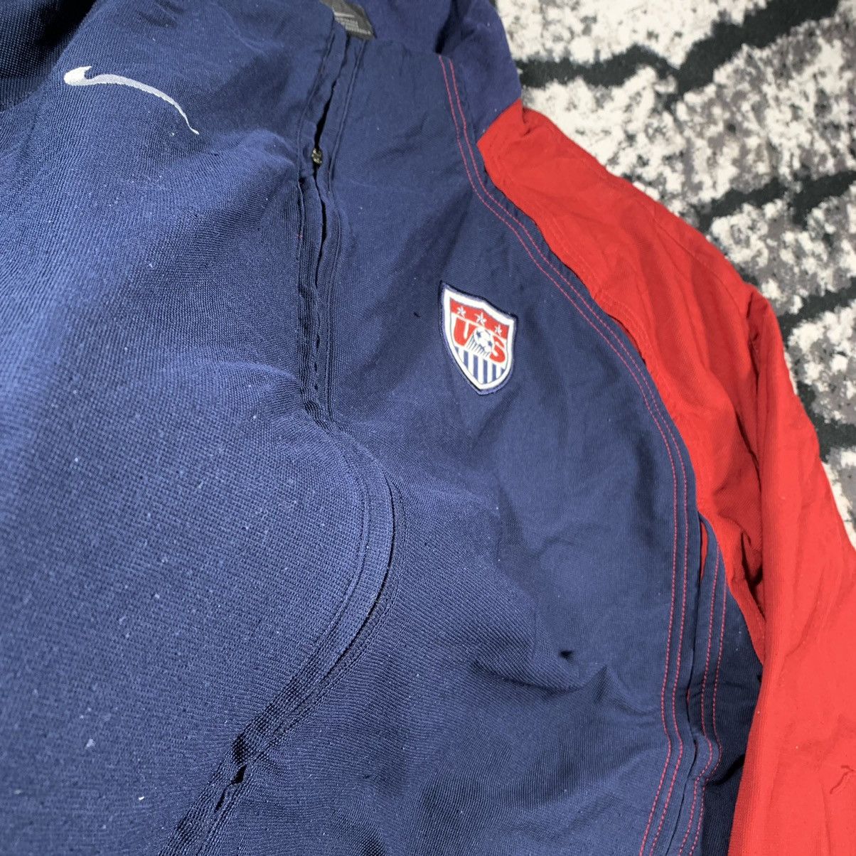 Nike × Vintage Vintage 90’s Nike USA Big Logo Football Zip Jacket Rare Size US XL / EU 56 / 4 - 11 Thumbnail