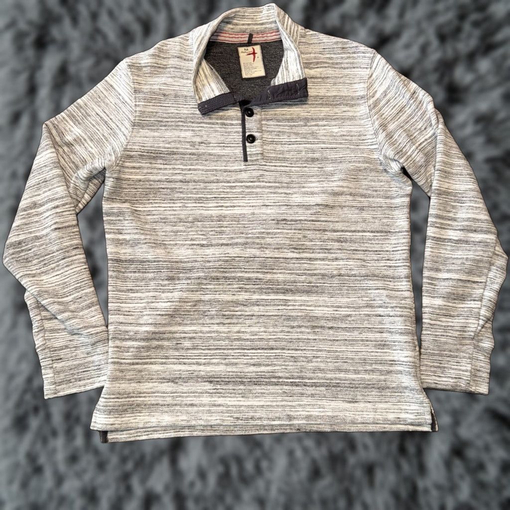 Relwen Relwen Sweater Men’s Gray Mock Neck Terry 1/4 Button French Loop Size Medium Size US L / EU 52-54 / 3 - 1 Thumbnail