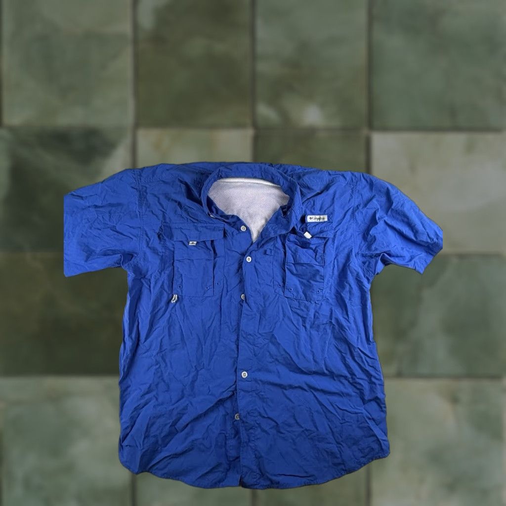 Altea Columbia PFG Mens Button-Up Shirt Short Sleeve Teal L Blue Fish Theme Fishing Shirt Mens Size L Size US L / EU 52-54 / 3 - 1 Thumbnail