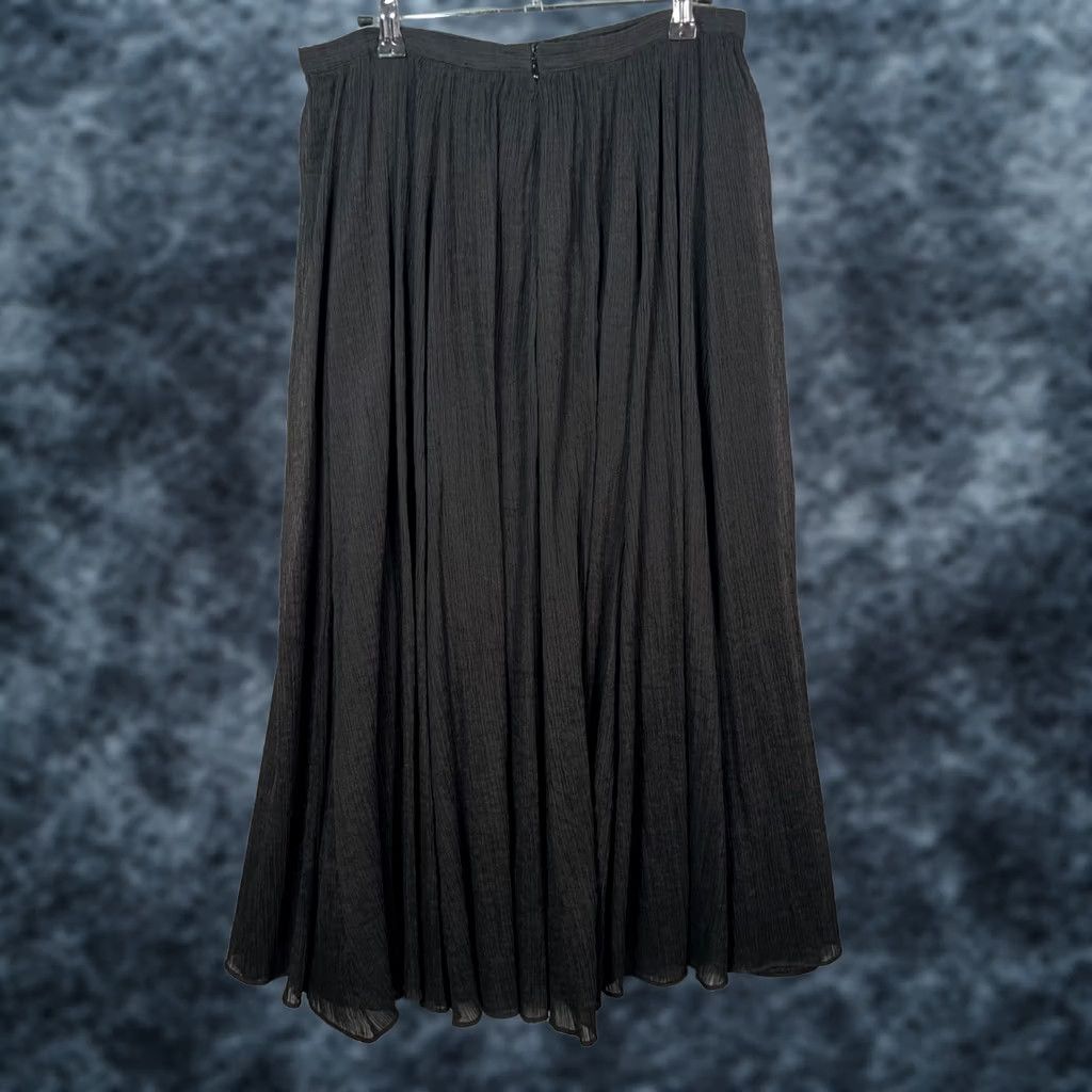 Massimo Dutti Massimo Dutti Skirt Womens 6 Black Crinkle Maxi A-Line Midi Lined Cotton Blend Casual Spring Summer Fall Womens Size 28" / US 6 / IT 42 - 1 Thumbnail