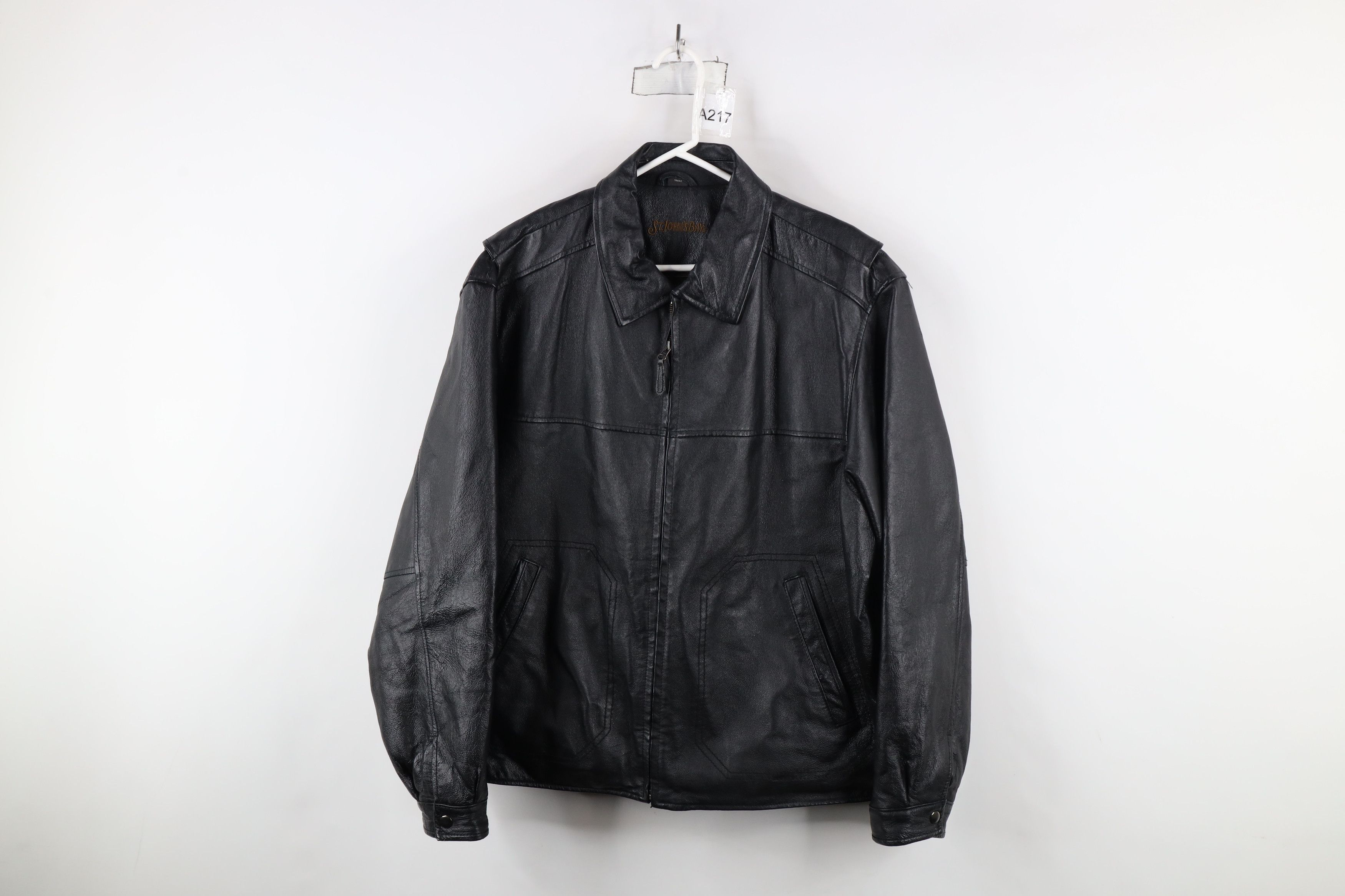 Vintage Vintage 90s Streetwear Leather Buckle Back Full Zip Jacket Size US L / EU 52-54 / 3 - 1 Thumbnail