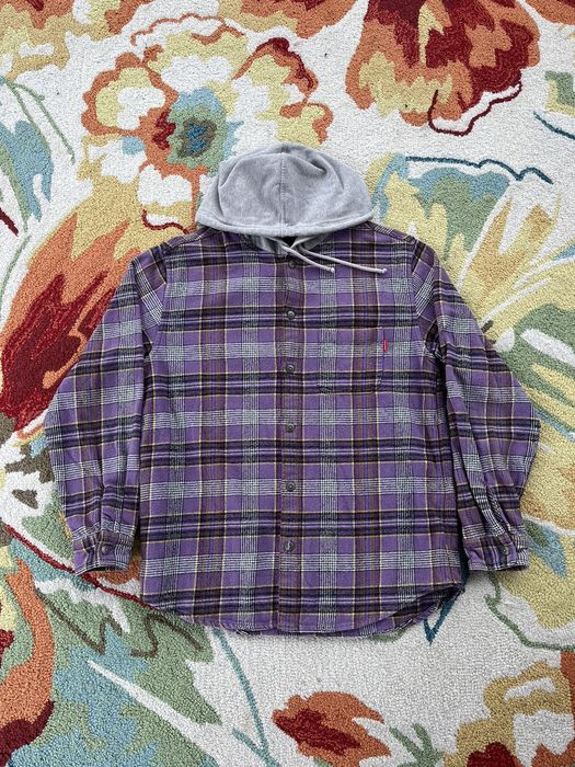 Supreme Supreme Hooded Plaid Flannel Shirt SS18 Purple | Grailed