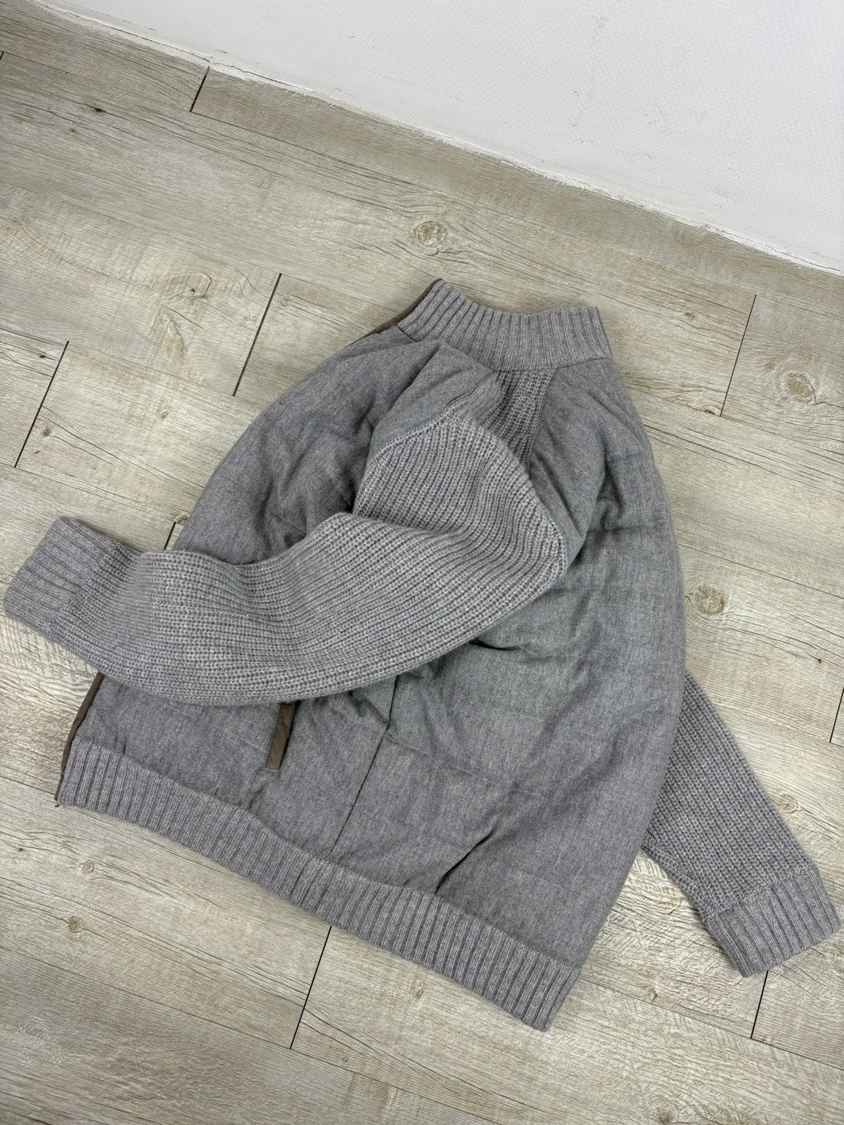 Gran Sasso Rare Sartorial Gran Sasso Knit Wool-Cashmere Down Jacket Full-Zip Cardigan Bomber Size US XL / EU 56 / 4 - 3 Thumbnail