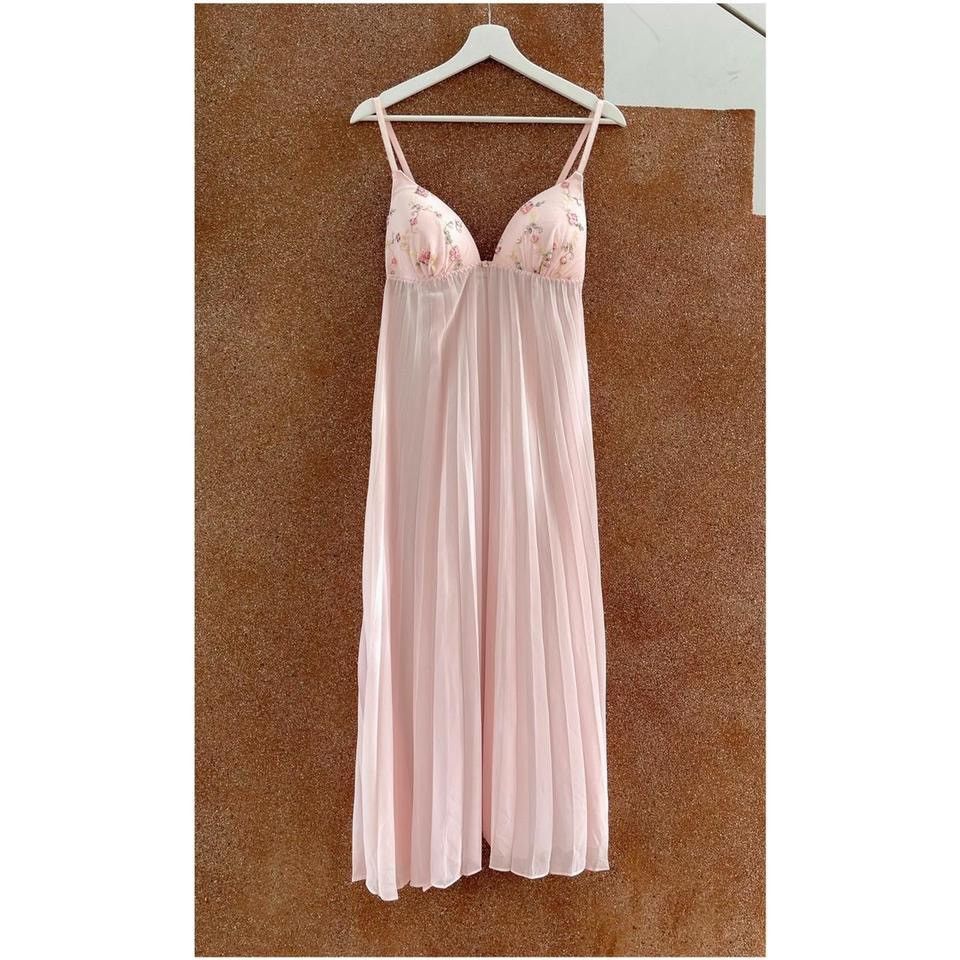Vintage Vintage Pink Pleated Chiffon Dress (Medium) Size M / US 6-8 / IT 42-44 - 4 Thumbnail