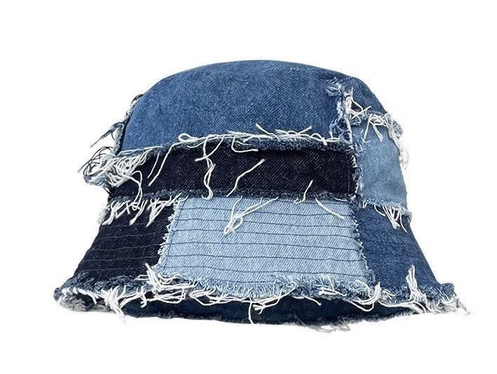 Japanese Brand Denim patchwork distressed bucket hat Size ONE SIZE - 5 Thumbnail