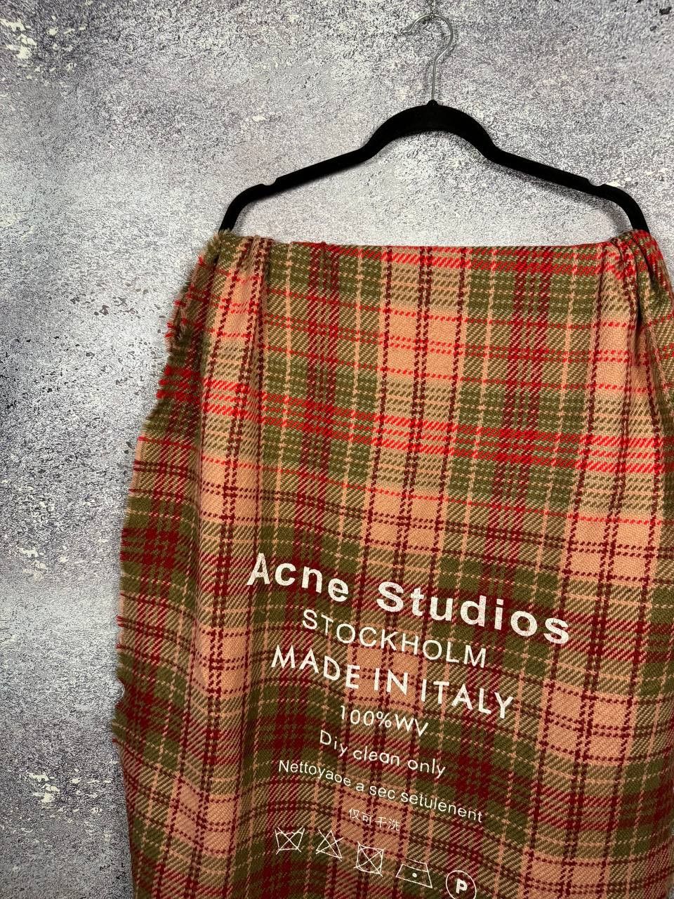 Vintage Acne Studios Red Check Big Poncho Scarf Big White Logo Size ONE SIZE - 2 Thumbnail