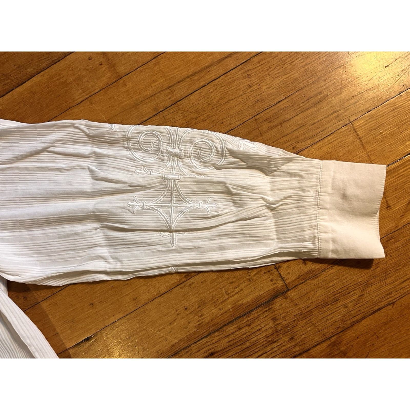 Escada VINTAGE Escada Blouse Women’s 42 White Ornate Ribbed Dressy Knit Button Collared 90s Designer Mens Women Girls Size M / US 6-8 / IT 42-44 - 3 Thumbnail