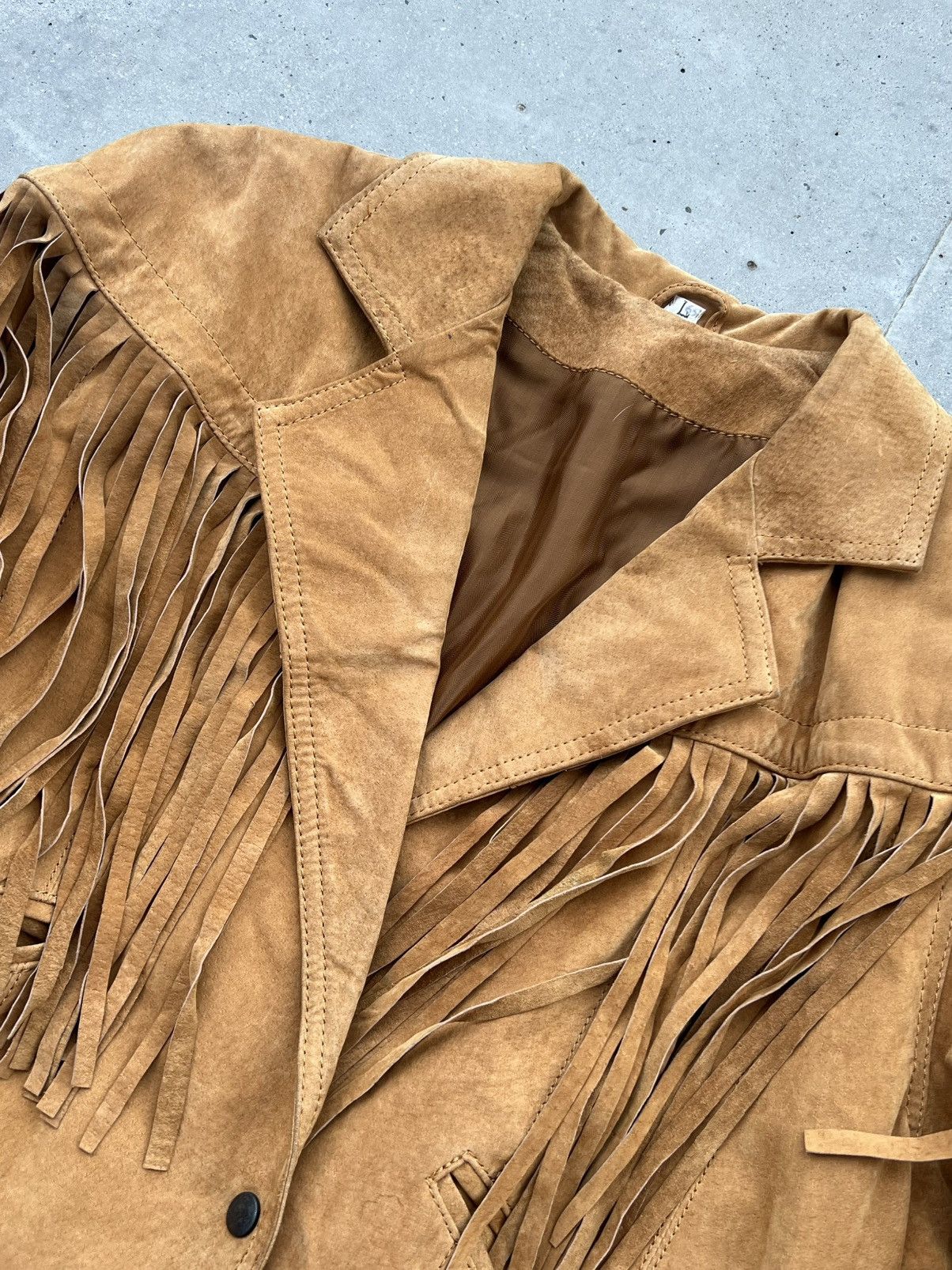 Cowboy Equipment Suede brown leather fringe jacket hype vintage Size US L / EU 52-54 / 3 - 3 Thumbnail