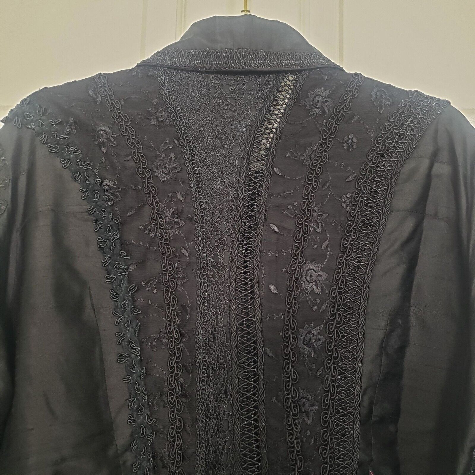 Designer Sandy Starkman Jacket Womens Size Medium Black 100% Silk Size M / US 6-8 / IT 42-44 - 10 Thumbnail