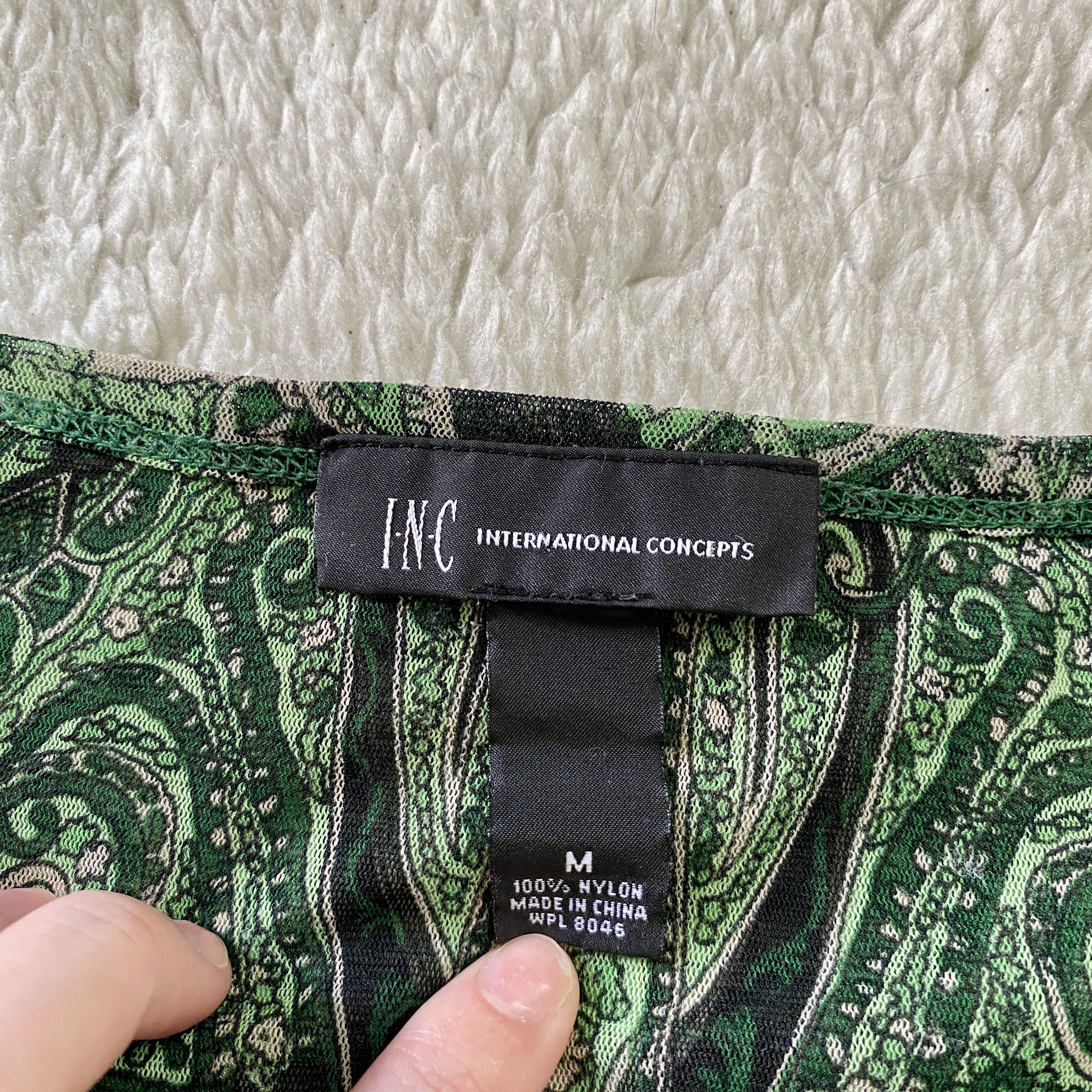 I.N.C INC International Concepts Sheer Green Paisley Beaded Top Size M / US 6-8 / IT 42-44 - 11 Thumbnail