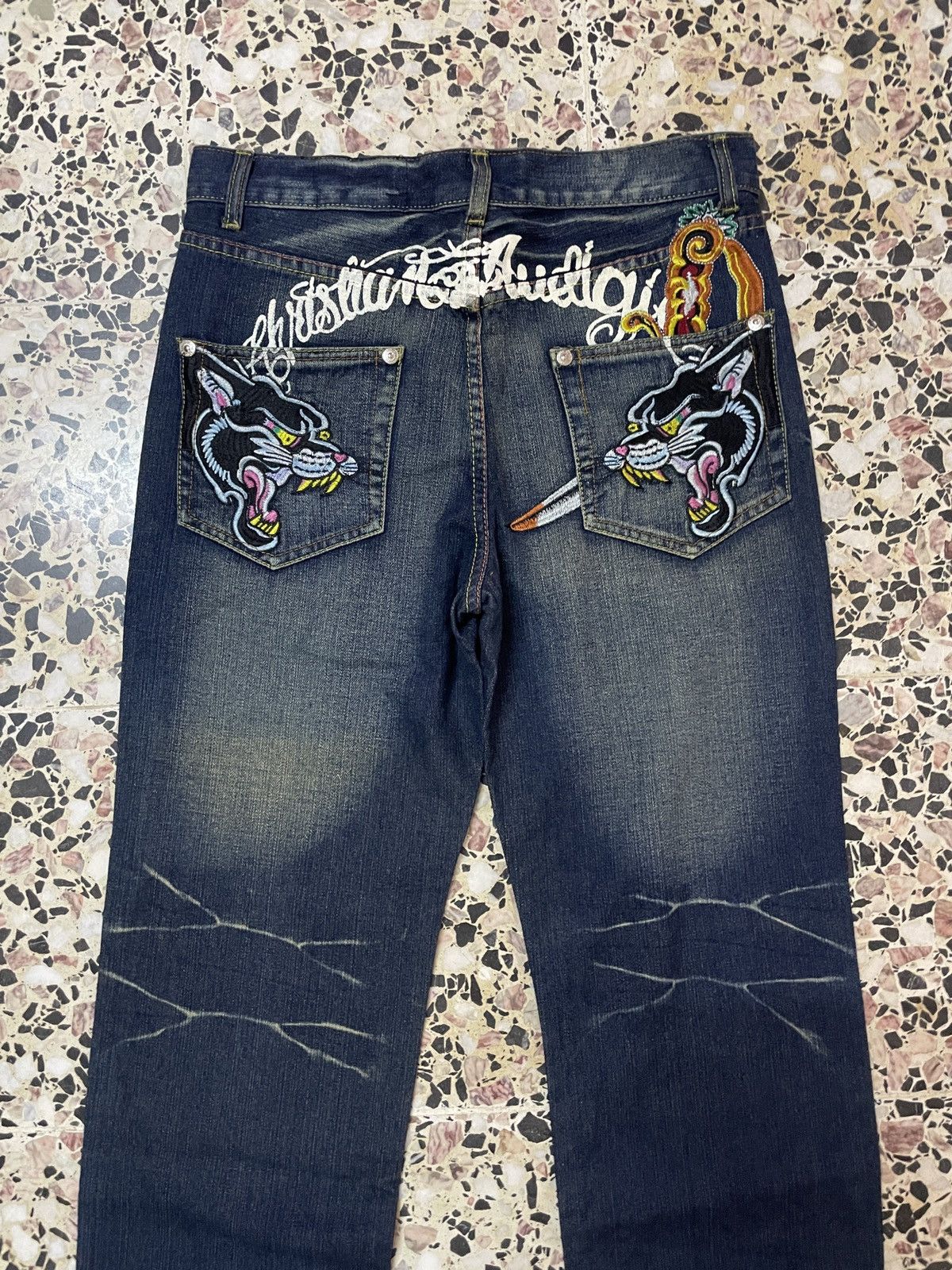 Christian Audigier × Ed Hardy Y2K Ed Hardy by Christian Audigier Designer Embroidery Denim Size US 32 / EU 48 - 7 Thumbnail