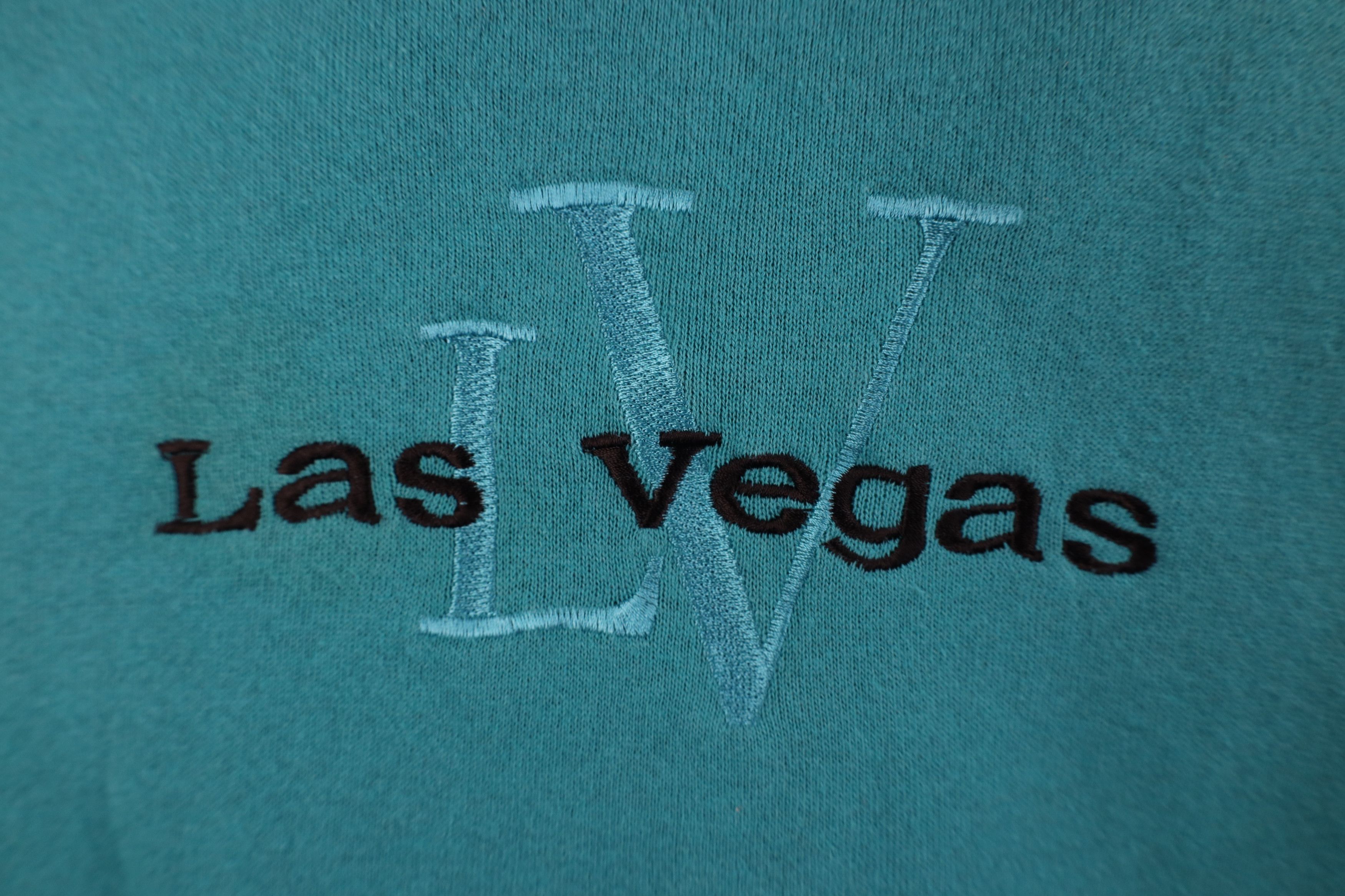 Vintage Vintage 90s Looney Tunes Spell Out Las Vegas Sweatshirt Teal Size 3XL / US 20-22 - 4 Thumbnail