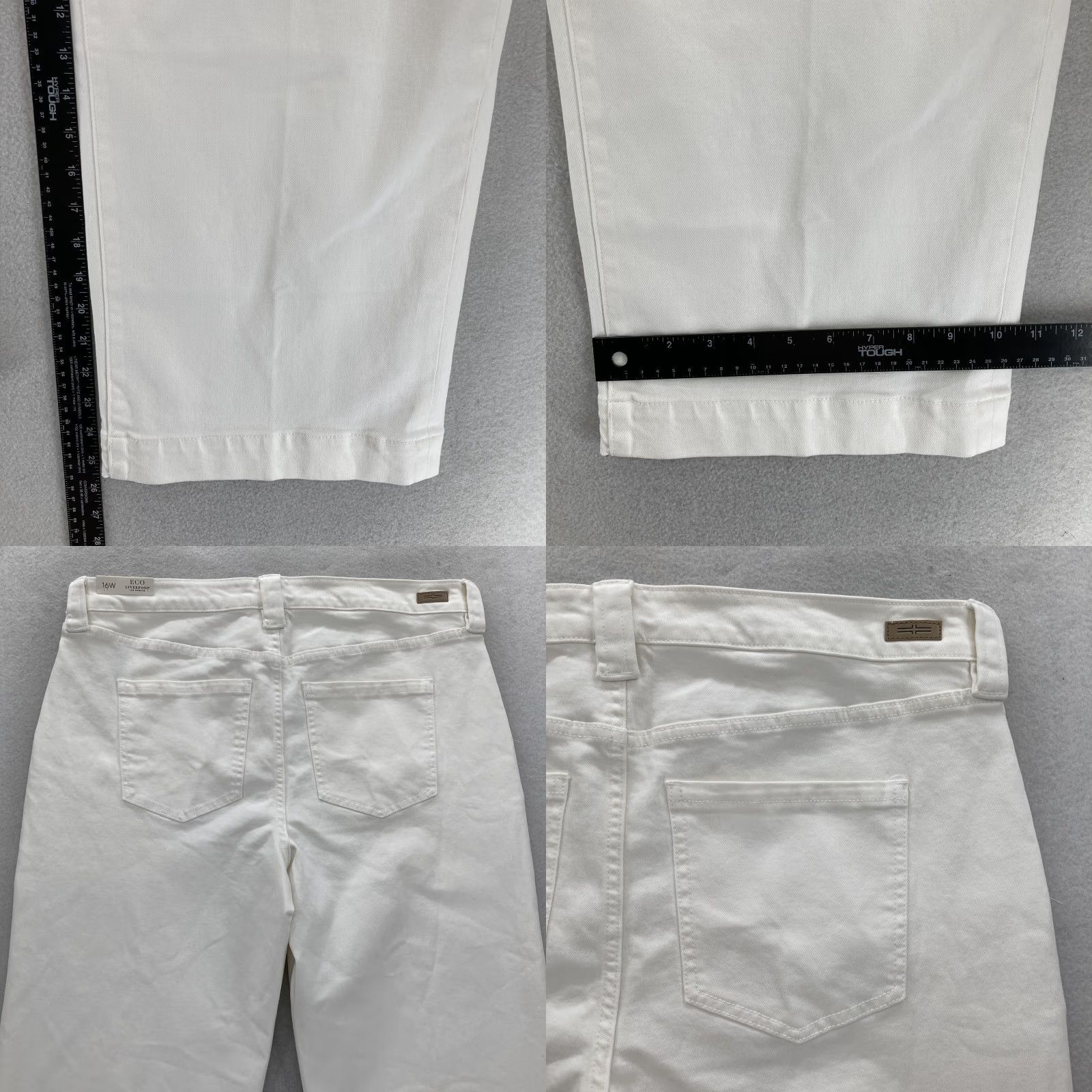 Vintage Liverpool Pants Womens 16W White Cropped Wide Leg High Rise Pockets Logo Buttons Zip Casual Travel Business Women Pants Size 38" / US 16 / IT 52 - 8 Thumbnail