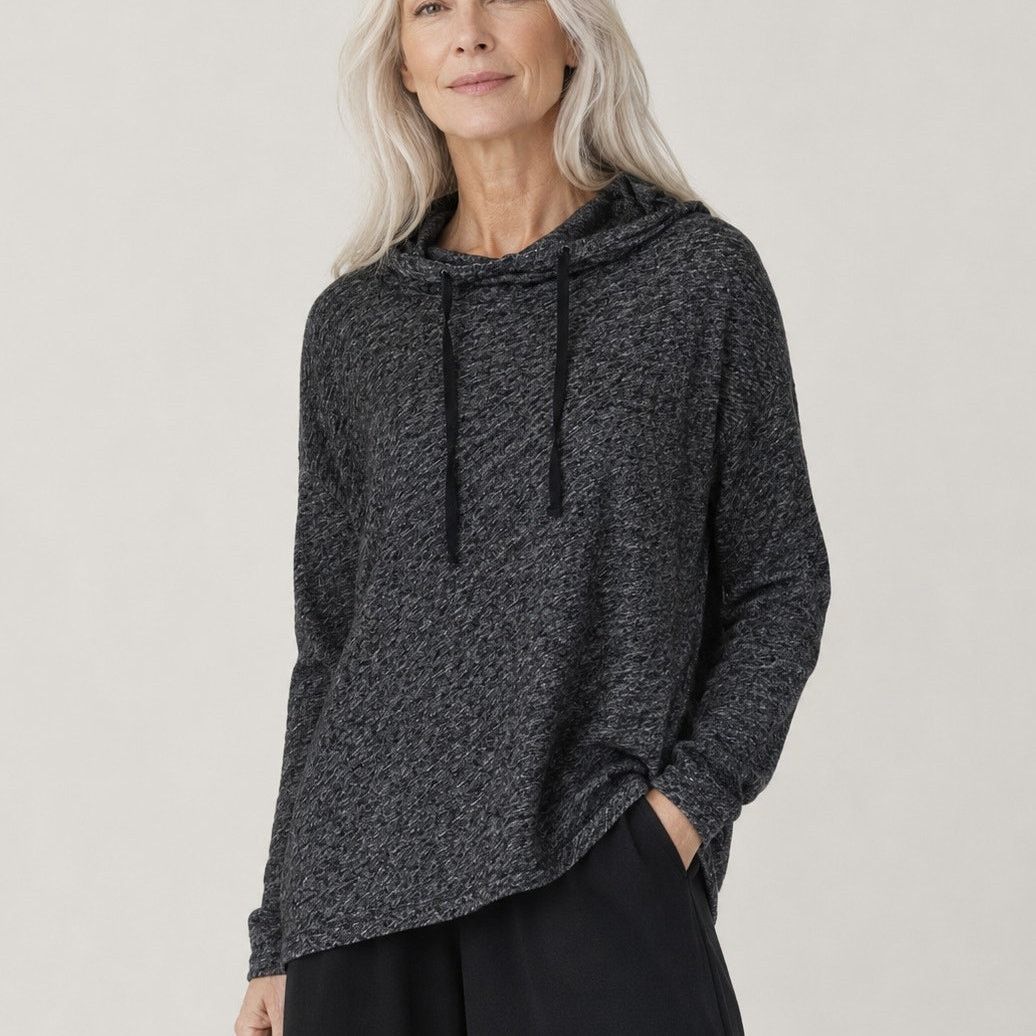 Eileen Fisher Eileen Fisher Organic Cotton Linen Slub Hooded top Sz Large Size L / US 10 / IT 46 - 1 Thumbnail
