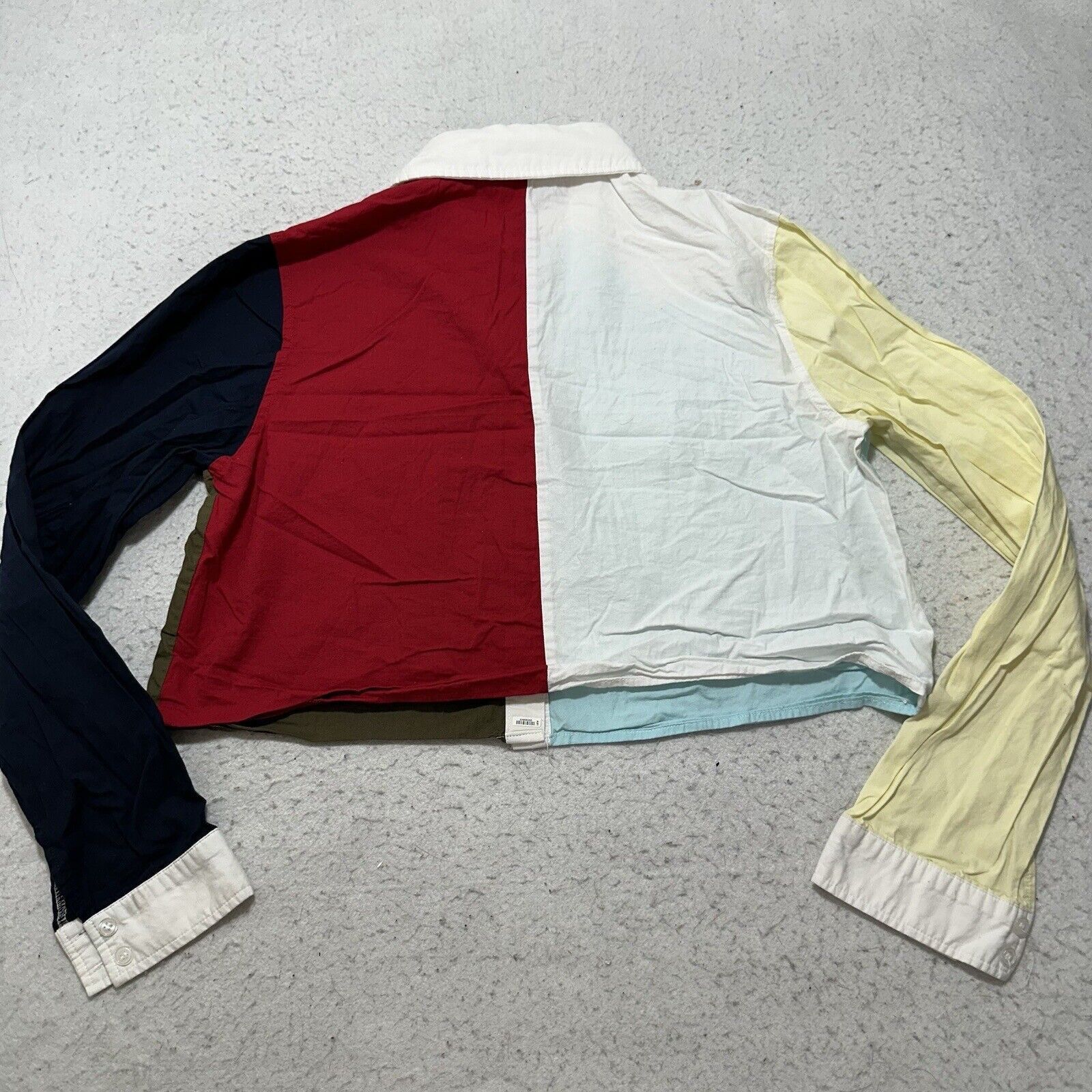 Other Fashion Nova Large Cropped Button Down Shirt Colorblock Size L / US 10 / IT 46 - 10 Thumbnail