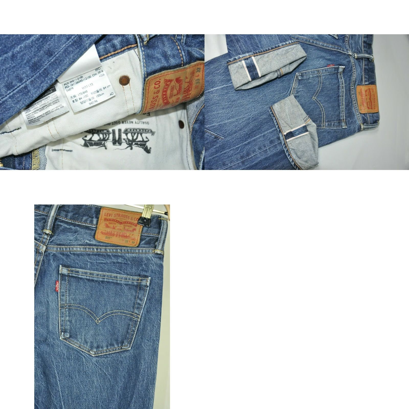 Levi's Levi's 511 Selvedge Jeans Men W33 L32 Straight Classic Blue Cotton 511 Selvedge Jeans Mens Regular Waist 33 Inseam 32 Vintage No Size US 33 - 8 Thumbnail