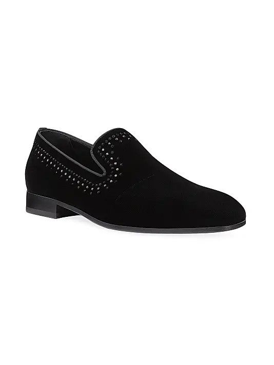 Stuart Weitzman os11x0326 Premiere Party Velvet Loafers in Black Size US 10.5 / EU 43-44 - 2 Thumbnail