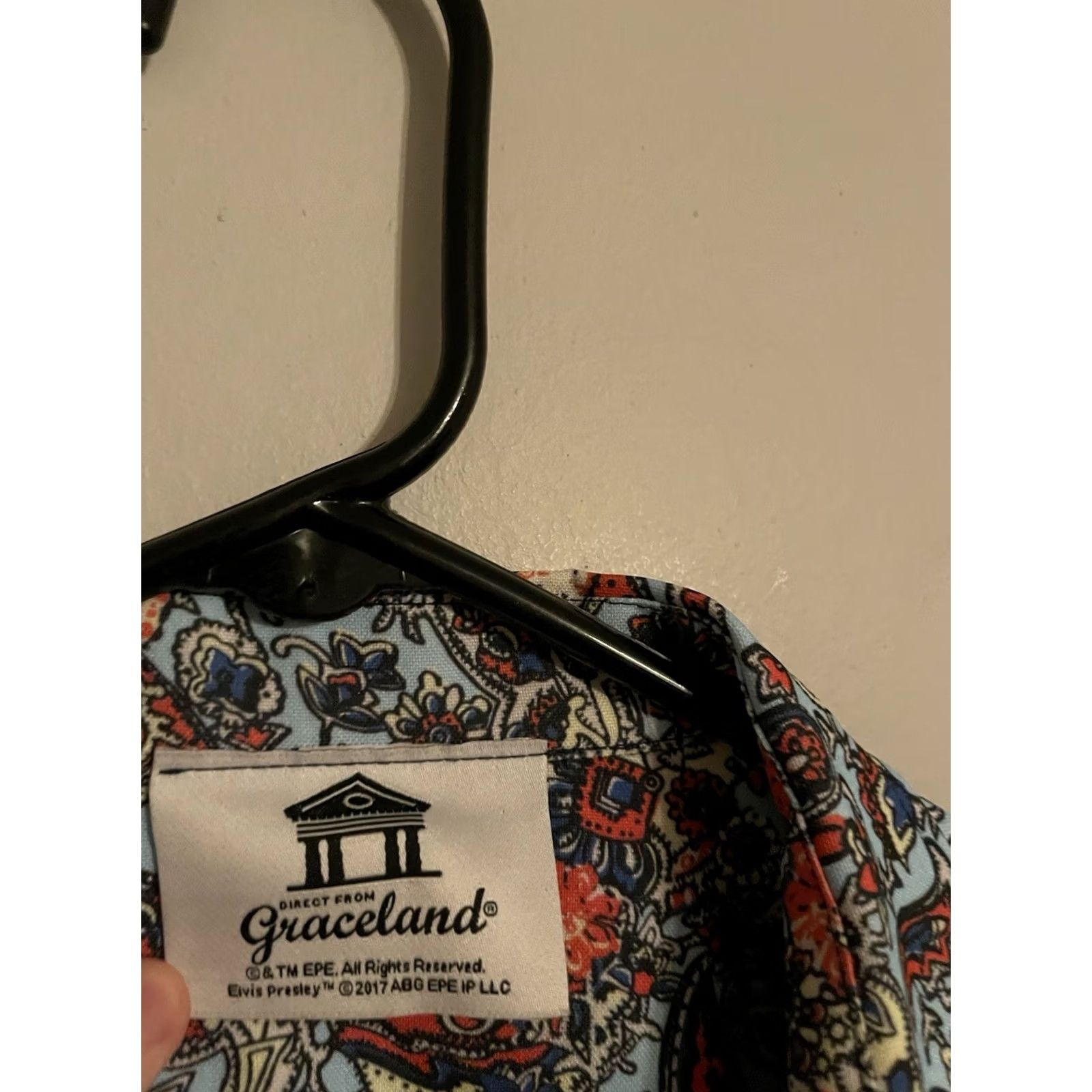 Vintage VINTAGE Graceland Elvis Presley USA S/S Button-Up Shirt - Men's 2XL Blue Paisley Floral Shirt Size US XXL / EU 58 / 5 - 3 Thumbnail