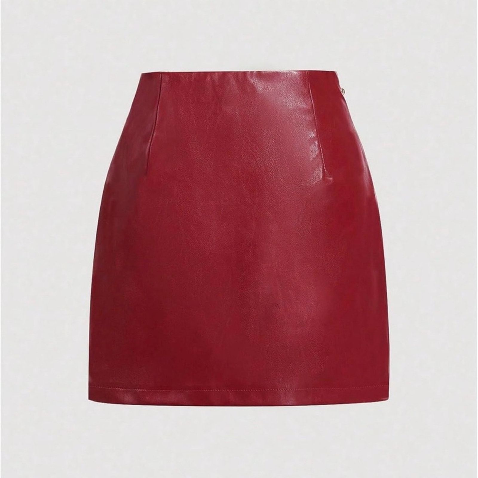 Other New Y2K Elegant Red Women's Faux Leather Skirt size S Size 27" / US 4 / IT 40 - 4 Thumbnail