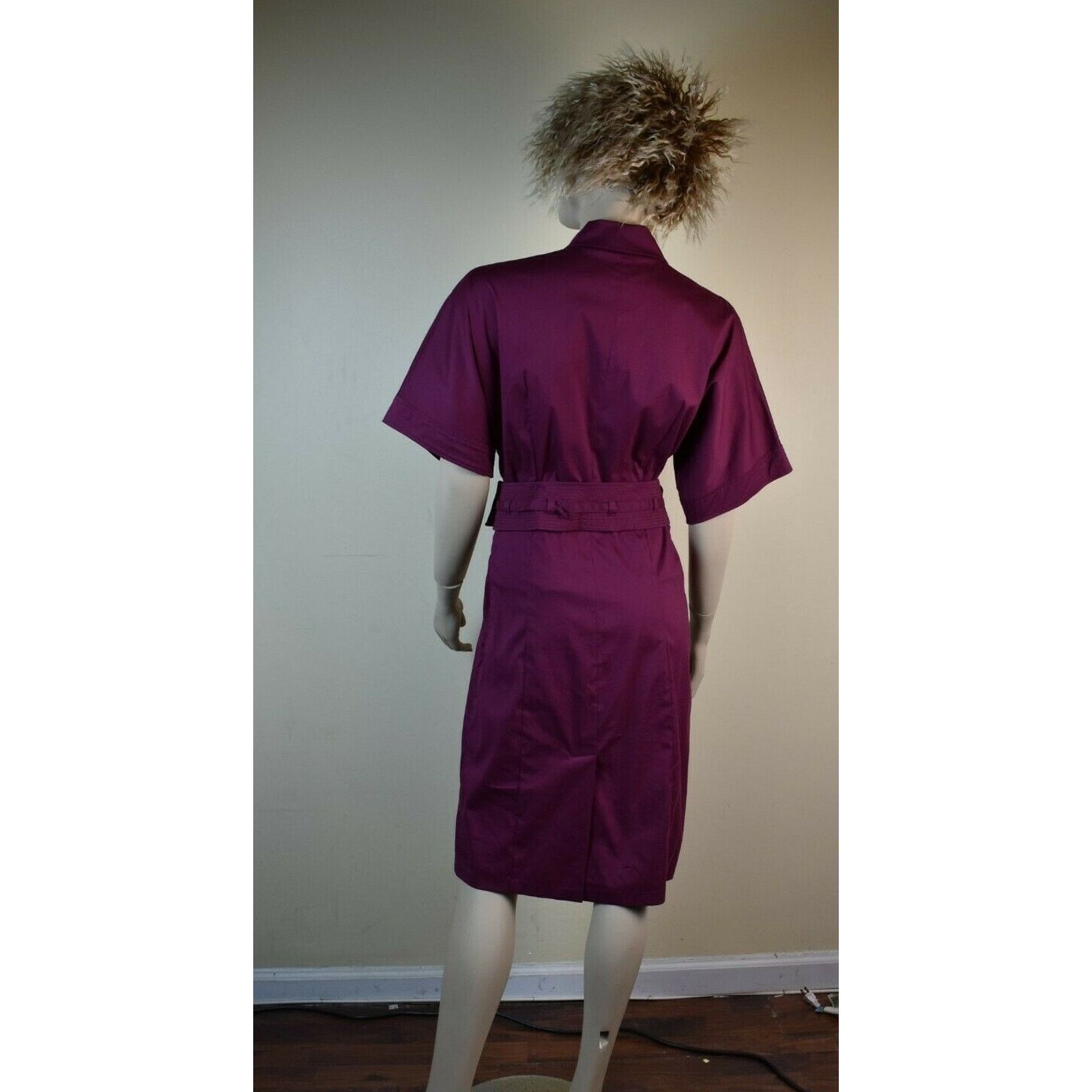 Gucci GUCCI WINE COTTON SHORT SLEEVE BELTED MIDI DRESS 42 6 IT Size M / US 6-8 / IT 42-44 - 10 Thumbnail