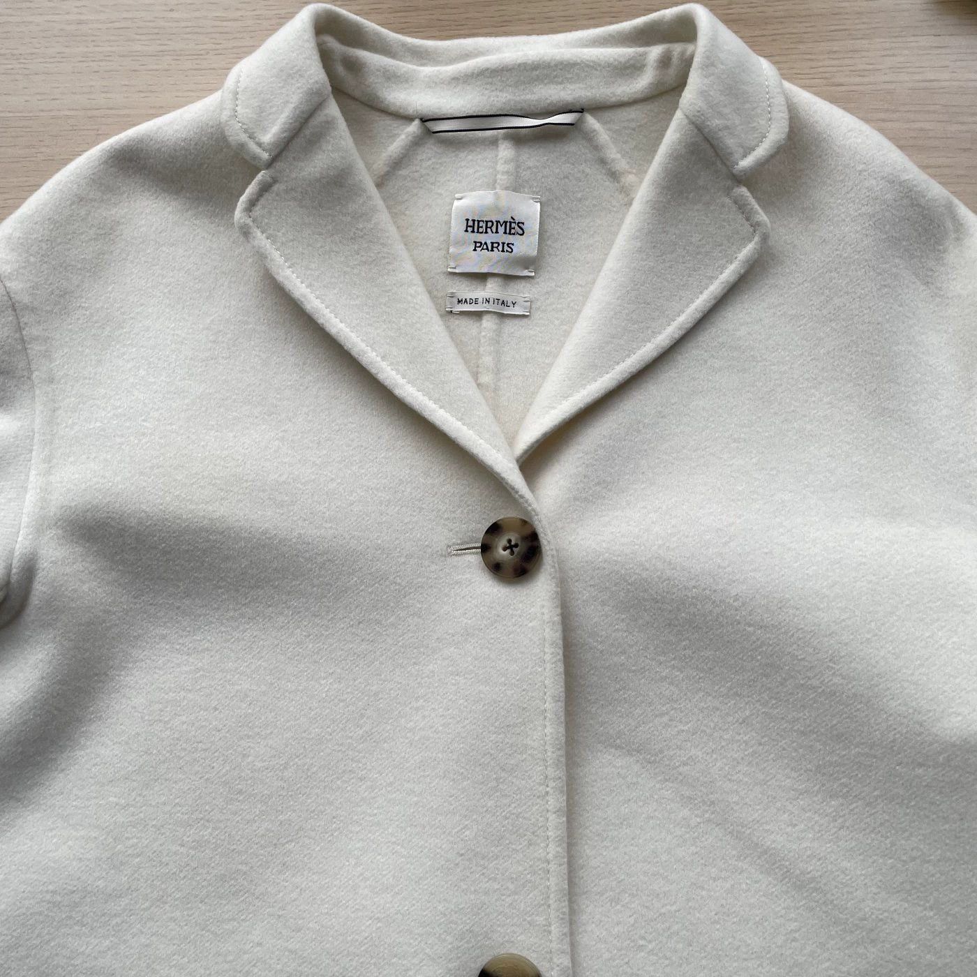 Hermes HERMES Str Single-Breasted Womens White 36 Coat Size XS / US 0-2 / IT 36-38 - 3 Thumbnail