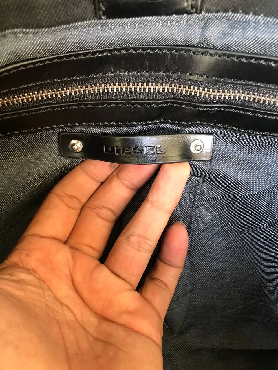 Diesel Diesel Tote Bag Denim Leather Chuck Zip Studs Size ONE SIZE - 4 Thumbnail