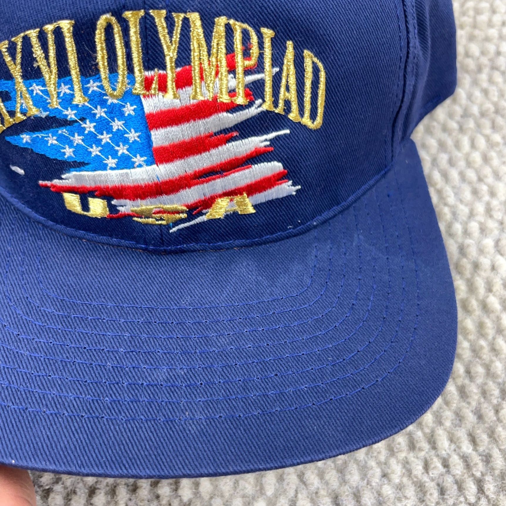 Hanes VINTAGE Olympics Snapback Hat Cap 1996 Atlanta 90s USA Flag Blue Mens One Size Size ONE SIZE - 4 Thumbnail