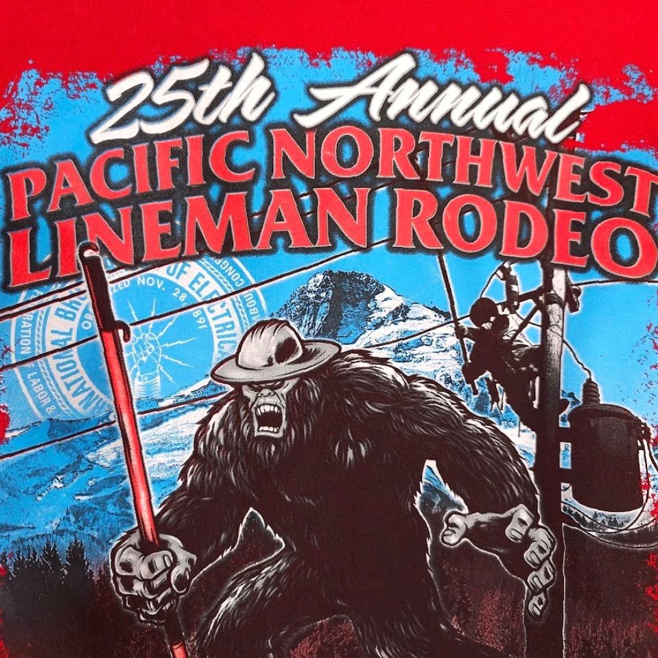 Vintage Bayside T Shirt Mens Small Red 2018 Sasquatch Pacific Northwest Lineman Rodeo USA Size US S / EU 44-46 / 1 - 5 Thumbnail