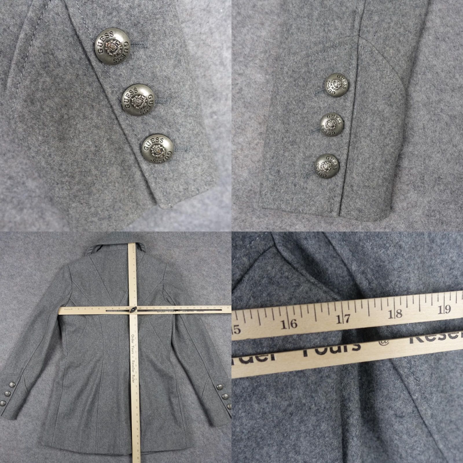 Guess VINTAGE Guess Coat Womens M Gray Wool Shawl Collar Double Breasted Peacoat Size M / US 6-8 / IT 42-44 - 8 Thumbnail