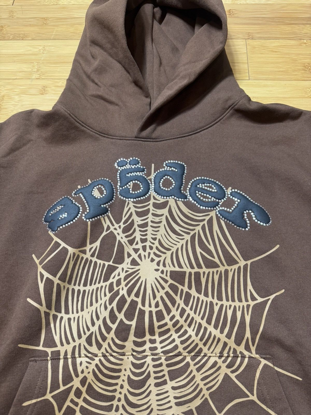 Sp5der SP5DER BROWN RHINESTONE OG WEB HOODIE - SIZE LARGE Size US L / EU 52-54 / 3 - 2 Thumbnail