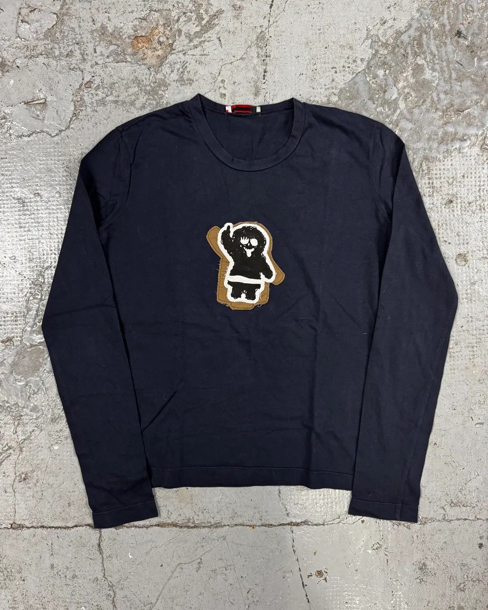 Prada AW2004 Prada Linea Rossa Navy Human Longsleeves Size S / US 4 / IT 40 - 1 Thumbnail