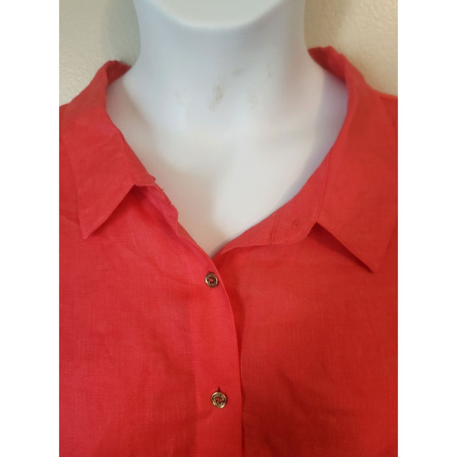 Calvin Klein Calvin Klein Womens Red Roll Tab Sleeve High Low Tunic Top Shirt 2X Plus Size XXL / US 16-18 / IT 52-54 - 2 Thumbnail